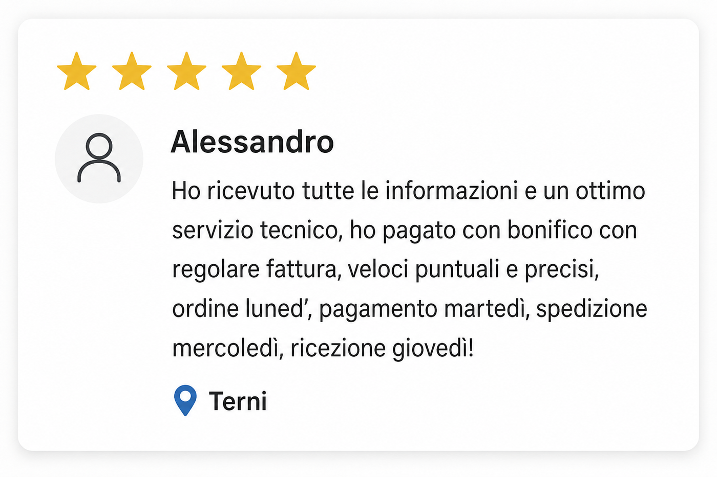 Recensione cliente Taycan Shop