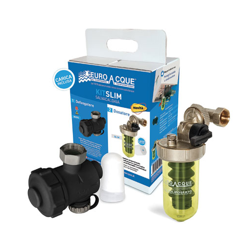 Euroacque Kit SLIM salvacaldaia defangatore magnetico + dosatore polifosfati con valvola